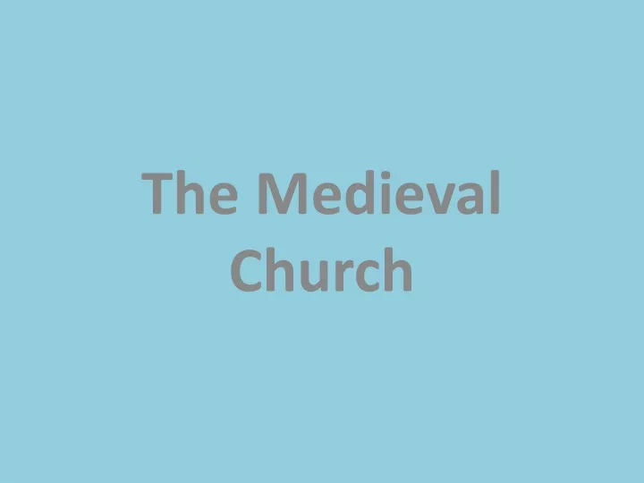 the medieval church n.