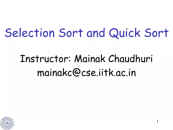 selection sort and quick sort n.
