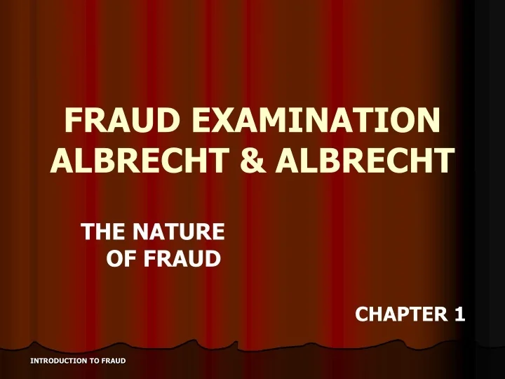 PPT - FRAUD EXAMINATION ALBRECHT & ALBRECHT PowerPoint Presentation ...