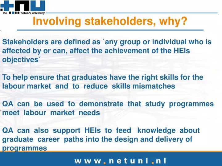 involving stakeholders why n.