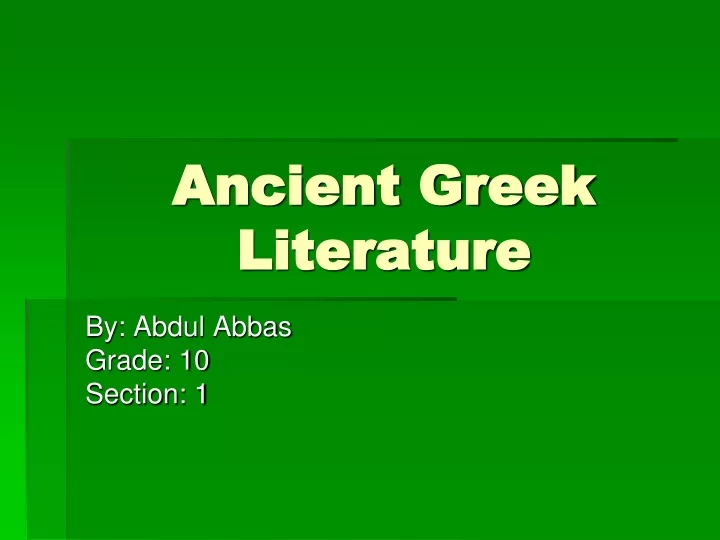 greek literature powerpoint presentation