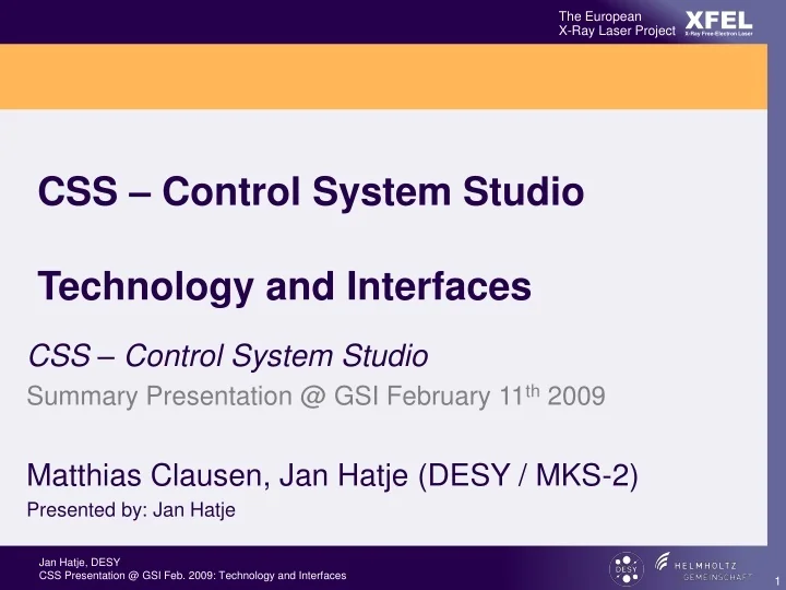 PPT - CSS – Control System Studio Technology and Interfaces PowerPoint ...
