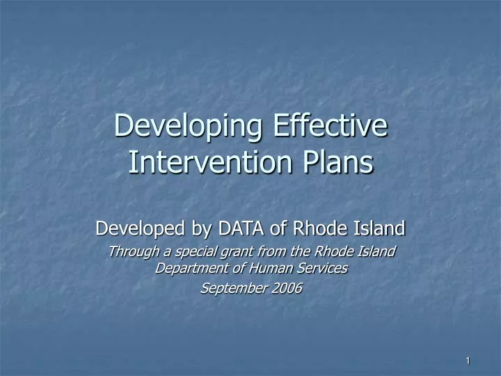 developing effective intervention plans n.