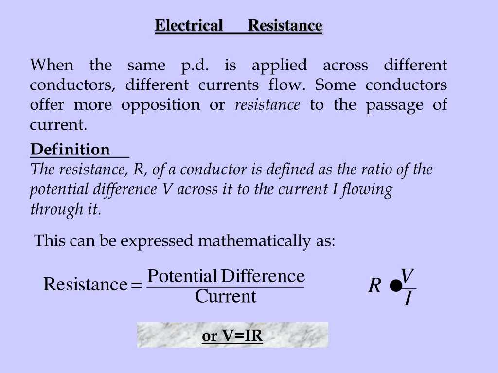 Ppt Electrical Resistance Powerpoint Presentation Free Download Id9603620