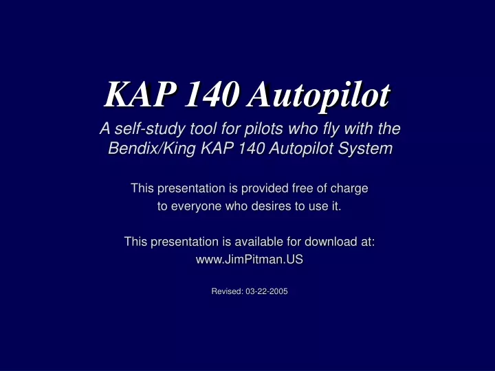 PPT KAP 140 Autopilot PowerPoint Presentation, free download ID9605002