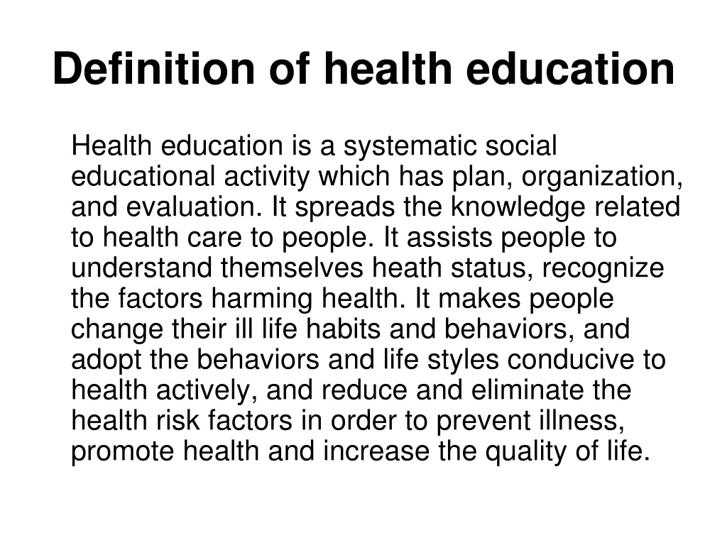 definition health and education