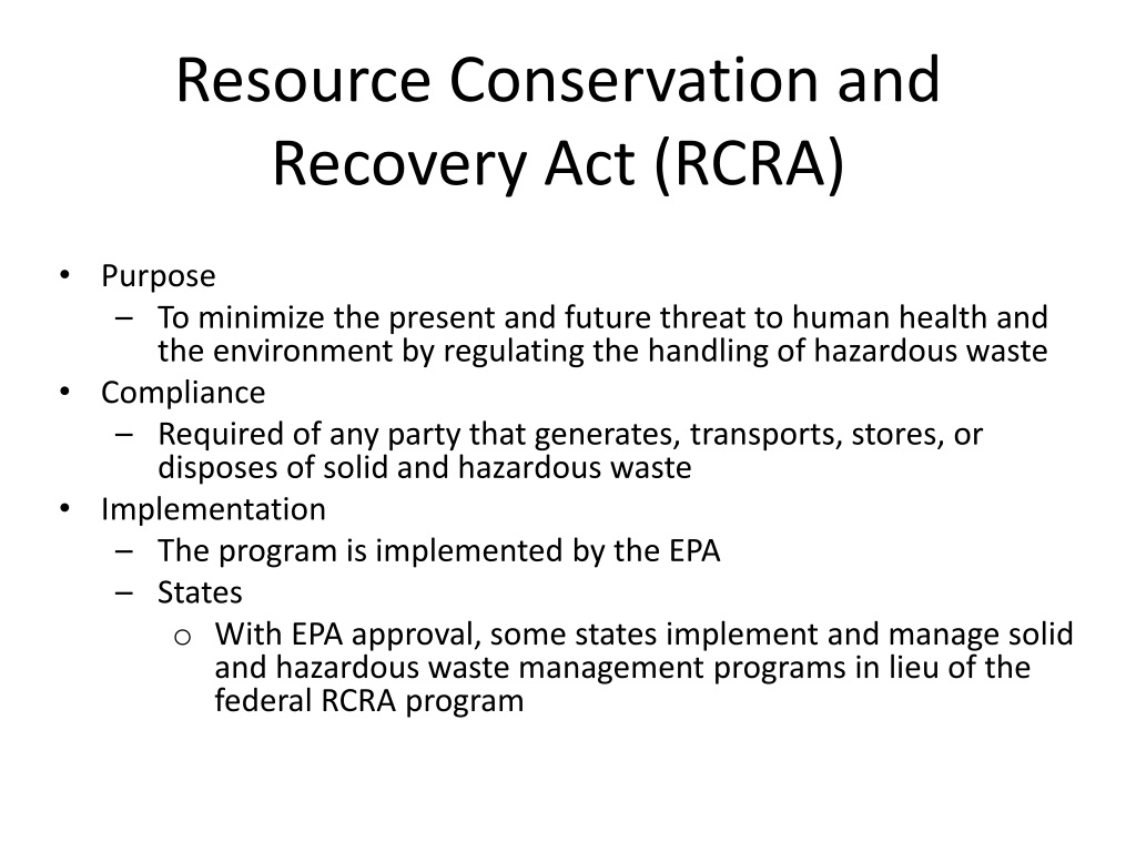 PPT - Resource Conservation and Recovery Act (RCRA) PowerPoint ...