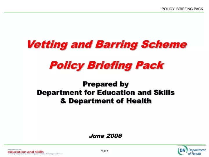 vetting and barring scheme policy briefing pack n.