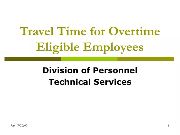travel time for overtime eligible employees n.