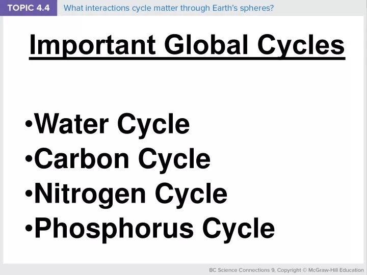 important global cycles n.