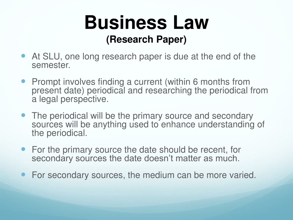 business law research paper example