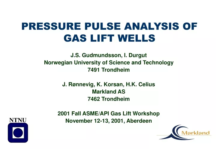 pressure pulse analysis of gas lift wells n.