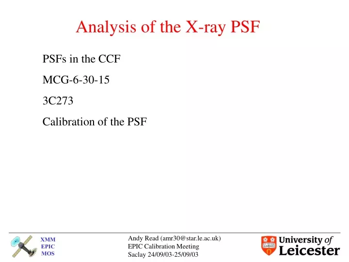 analysis of the x ray psf n.