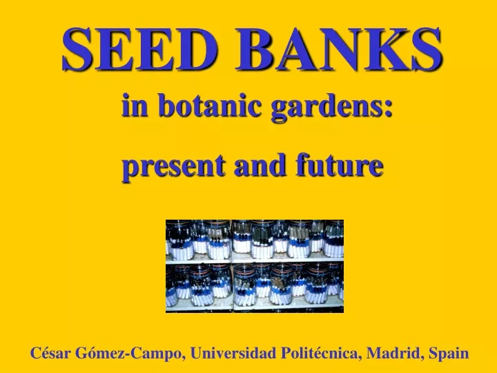 PPT SEED BANKS in botanic gardens present and future PowerPoint