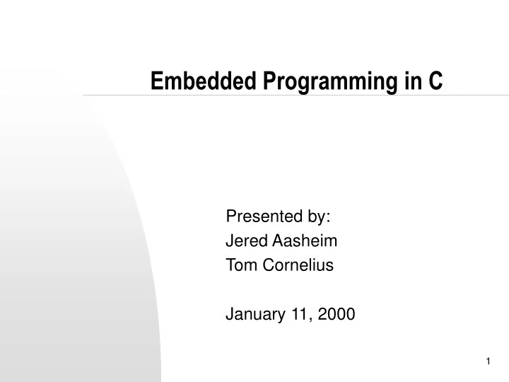 PPT Embedded Programming in C PowerPoint Presentation, free download