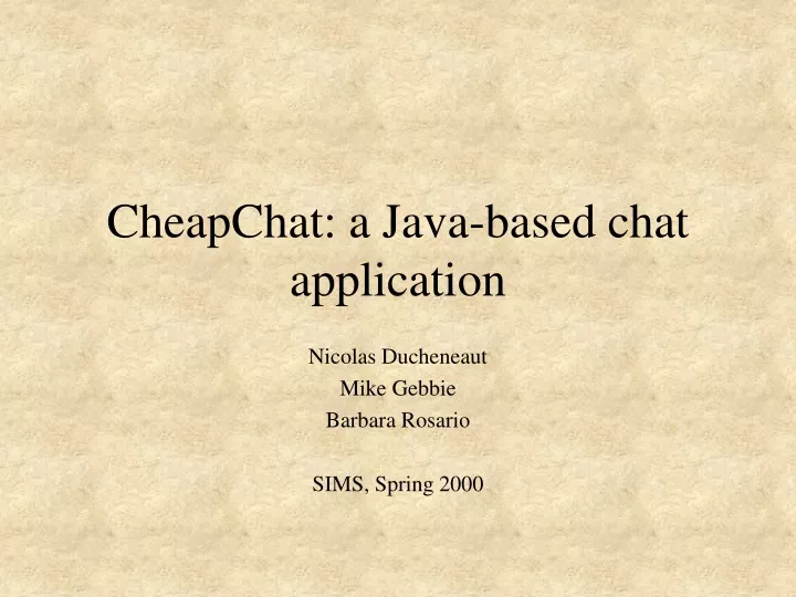 cheapchat a java based chat application n.