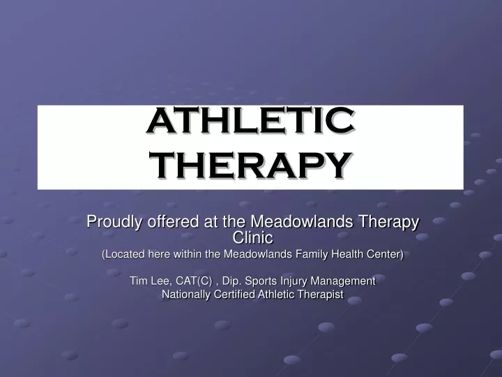 athletic therapy n.