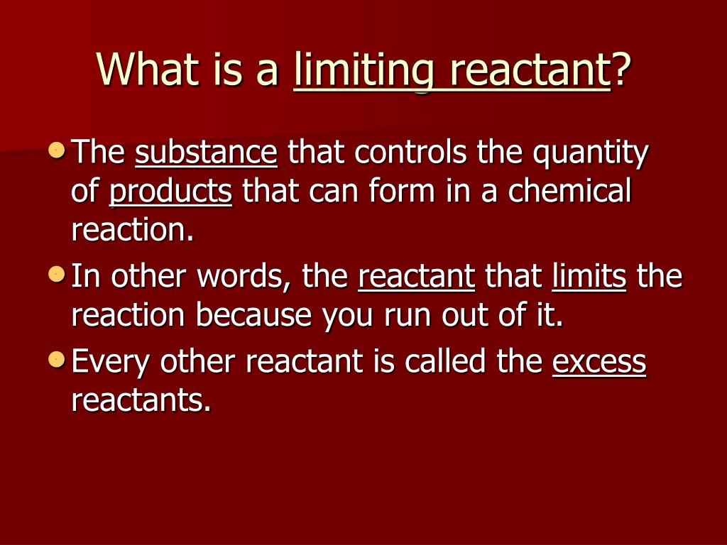 Ppt Stoichiometry Loose Ends Limiting Reactants Percentage Yield And Percentage Error 