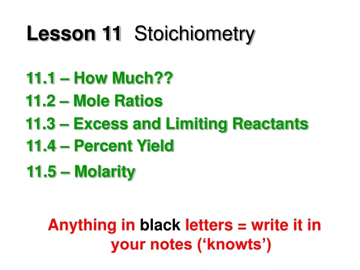 PPT - Lesson 11 Stoichiometry PowerPoint Presentation, Free Download ...