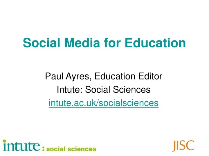 PPT - Social Media for Education PowerPoint Presentation, free download ...