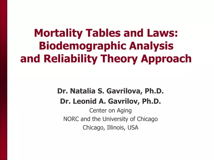 PPT - Mortality Tables And Laws: Biodemographic Analysis And ...