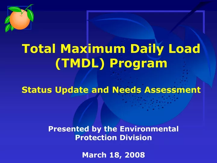 total maximum daily load tmdl program status n.