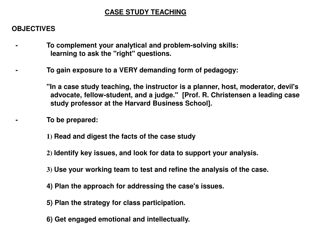 case study learning objectives