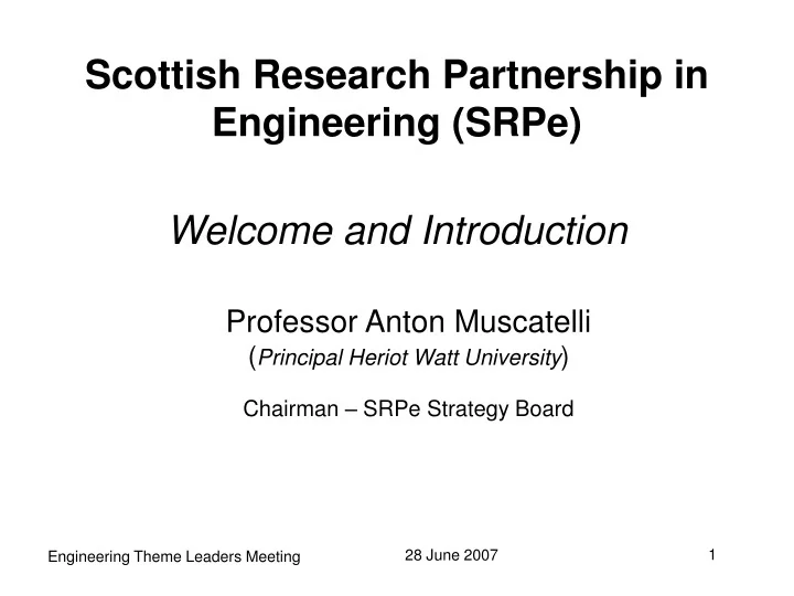 PPT Scottish Research Partnership in Engineering (SRPe) PowerPoint