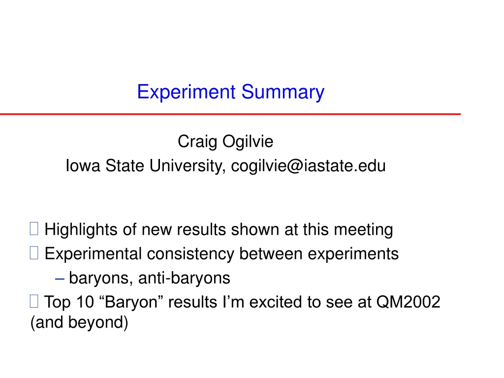 experiment summary definition