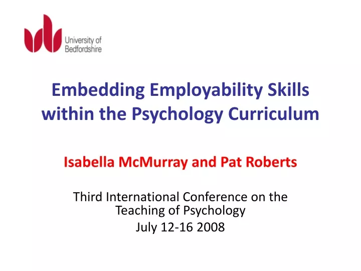 PPT - Embedding Employability Skills within the Psychology Curriculum ...