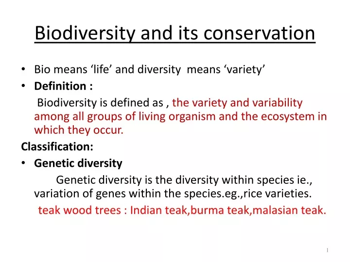 PPT - Biodiversity And Its Conservation PowerPoint Presentation, Free ...