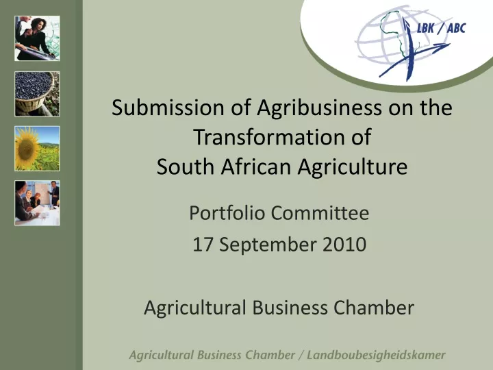 PPT - Submission Of Agribusiness On The Transformation Of South African ...