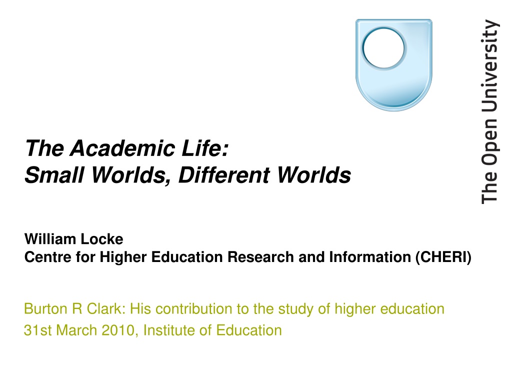 PPT The Academic Life Small Worlds Different Worlds PowerPoint