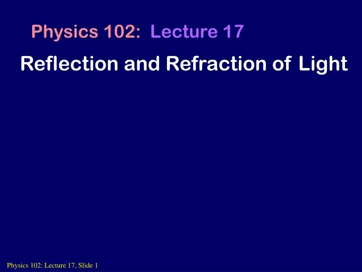 PPT - Reflection and Refraction of Light PowerPoint Presentation, free ...