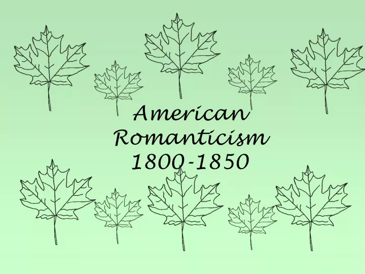 american romanticism 1800 1850 n.