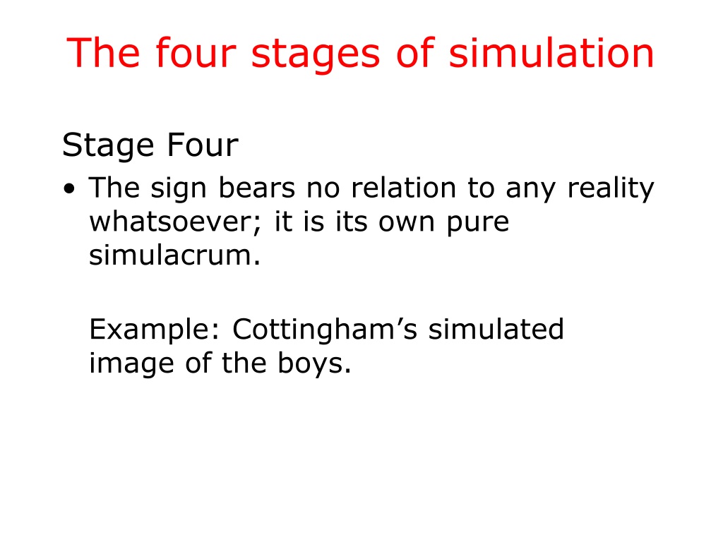 Jean Baudrillard: Simulacra and Simulation, Simulation and Simulacra