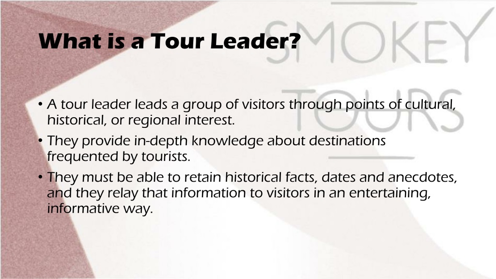 tour leader job profile