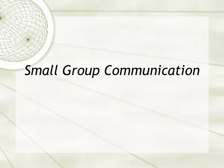 small group communication n.