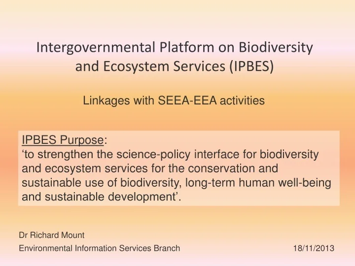 PPT - Intergovernmental Platform on Biodiversity and Ecosystem Services ...