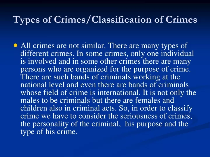 types of crime presentation