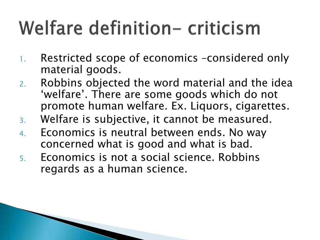 material welfare definition of economics