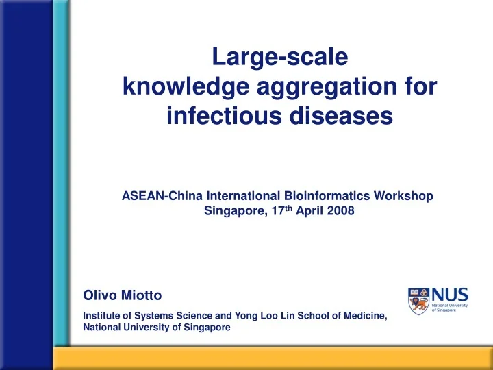PPT - Large-scale knowledge aggregation for infectious diseases ...