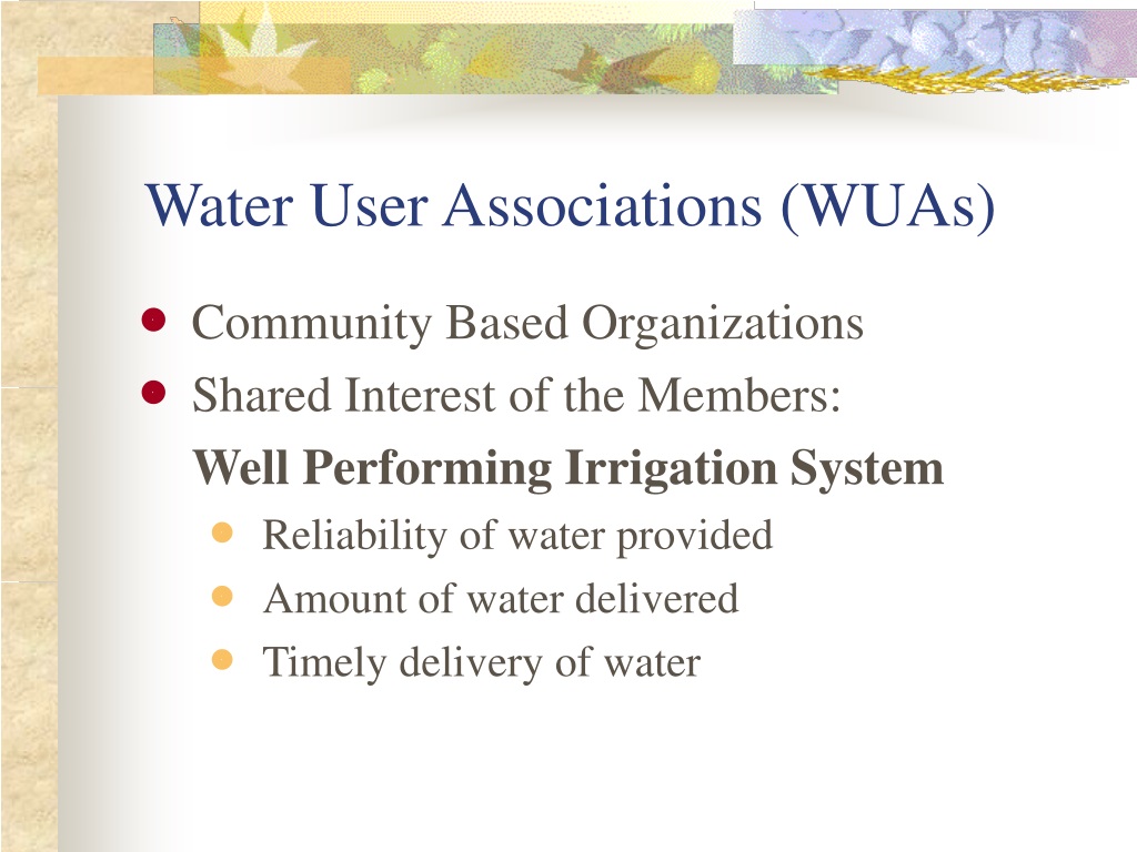 PPT Water User Associations (WUAs) PowerPoint Presentation, free