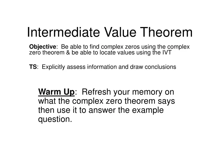 PPT - Intermediate Value Theorem PowerPoint Presentation, Free Download ...