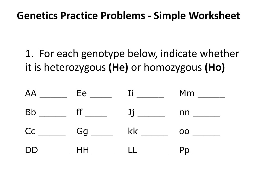 PPT - Genetics made simple PowerPoint Presentation, free download In Genetics Practice Problems Simple Worksheet