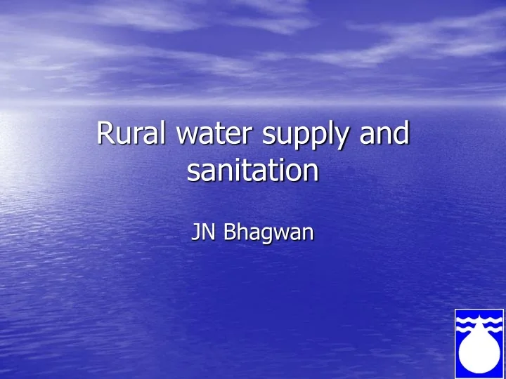 PPT - Rural water supply and sanitation PowerPoint Presentation, free ...