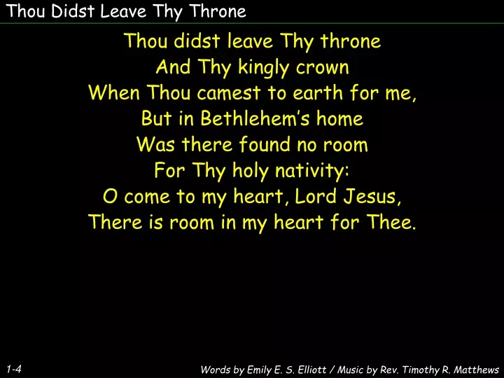 thou didst leave thy throne n.