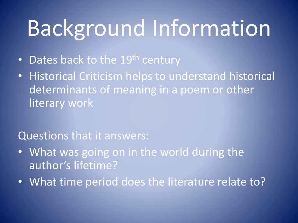 PPT - Historical Criticism PowerPoint Presentation, Free Download - ID ...