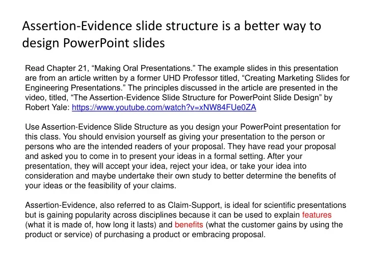 assertion evidence presentation style