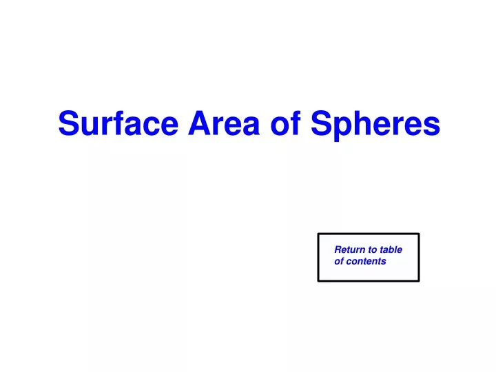 surface area of spheres n.